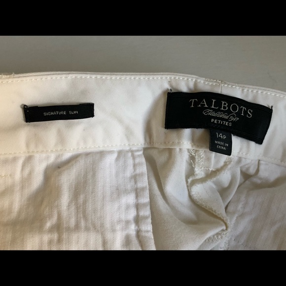 Talbots White Signature Slim Embroidered Flower Pants Size 14P - Picture 8 of 11